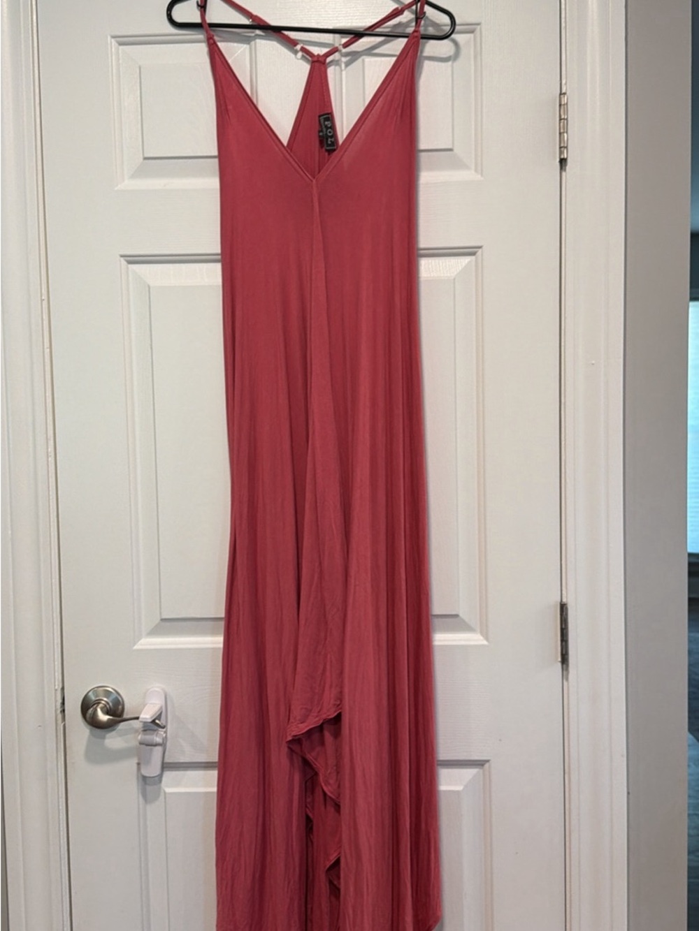 POL Dusty Rose High-Low Slip Maxi Dress